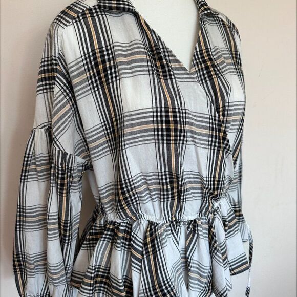 Vero Moda blouse EUC 100% cotton unlined, pull on gathered waist peplum sz M - Picture 2 of 16